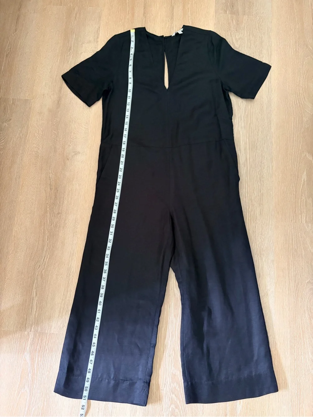 Banana Republic Modern Black Viscose Linen Wide Leg Jumpsuit-XS